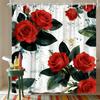 Watercolor White Gardenia Flowers With Green Leaves Waterproof Shower Curtain For Bathroom Decor
