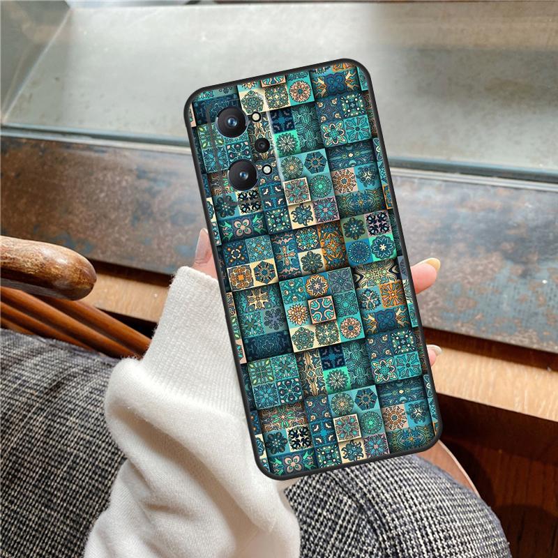 Boho Tile Mosaic Aesthetic Case For Realme 11 12 13 14 Pro Plus C53 C55 C51 C25 C63 C61 C65 C67 C71 C75 GT6 GT7 15 Pro