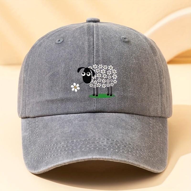 Floral Sheep Funny Graphic Baseball Cap Unisex Adult Casual Cotton Adjustable Headwear