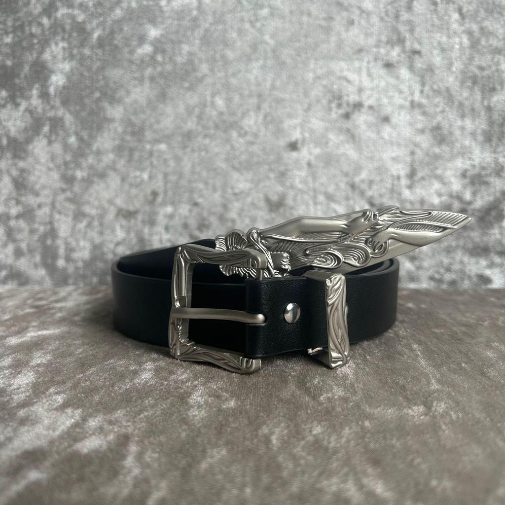 Western Retro Leather Belt Set - Unisex, Fashionable, and Versatile