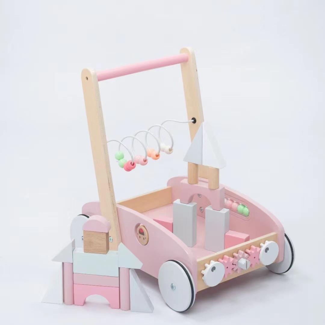 

Детские ходунки-симуляторы, многофункциональные строительные блоки, тележки, деревянные игрушки для игровых домиков розовый