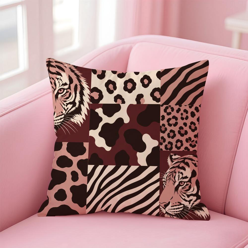 Leopard Tiger Giraffe Zebra Cushion Cover Short Plush Soft DoubleSided Printing Pillow Case Cozy Sofa Bedroom Home Decor Gift