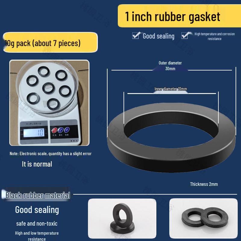 Rubber Flat Washer Set: Waterproof Pads for Shower Hoses and Faucets - Sizes 3/8", 1/2", 3/4", 1