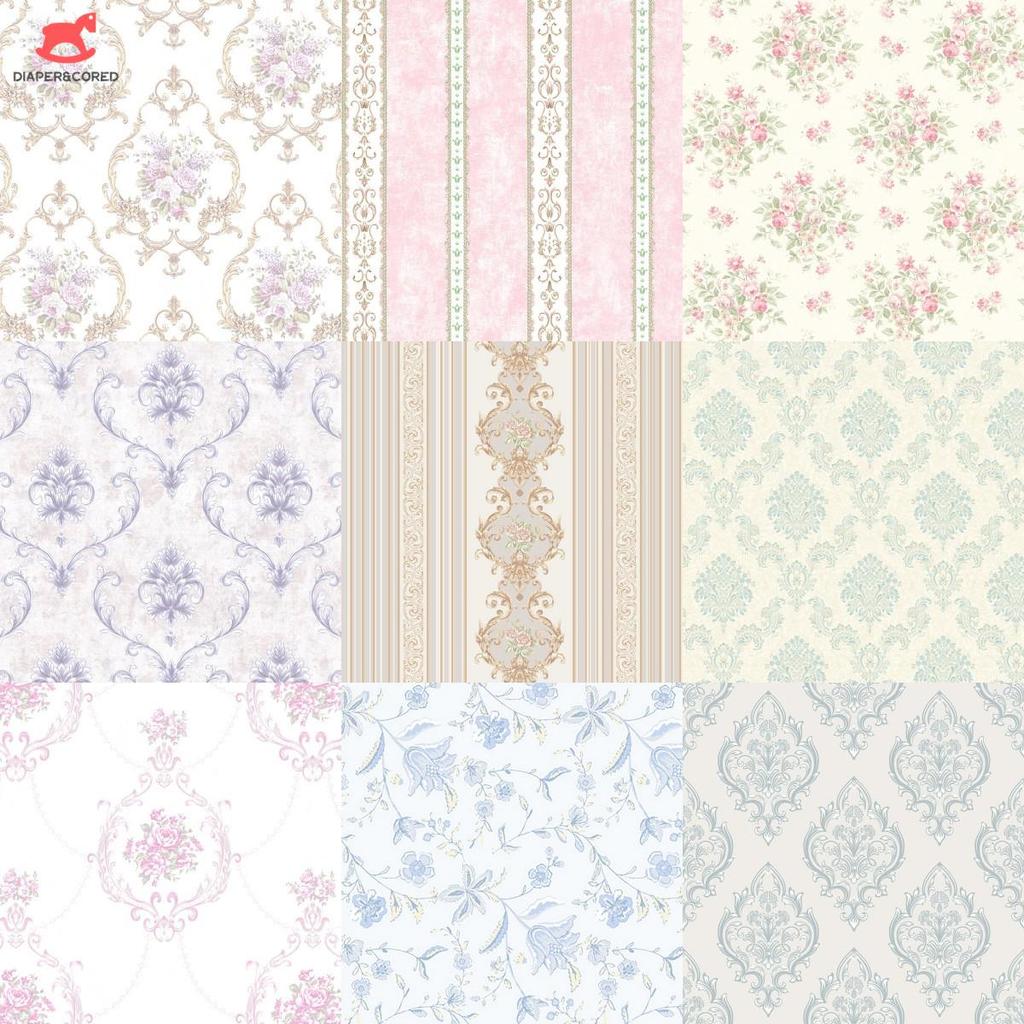 1Pcs Doll House Miniature Decorative Flower Geometric Wallpaper Dollhouse Flower Wall Decal Shooting Scene Prop Decor 42*30Cm