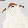 INCERUN Herren U-Ausschnitt Ärmellos Textur Netz Durchsichtig Locker Tanktops Party Clubwear