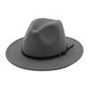 Unisex Fashion Wide Wool Belt Flat Top Fedora Hat Party Church Hats Cap