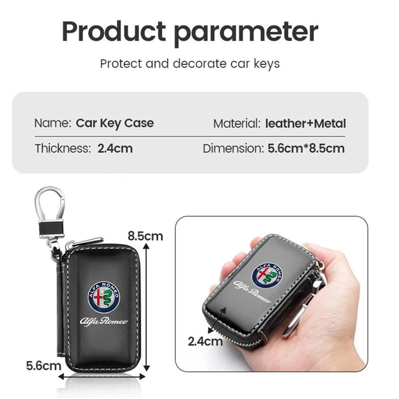 Car Key Bag Zipper Case PU Leather Anti-Theft Key Fob Pouch For Alfa Romeo giulia stelvio giulietta 159 147 156 166 Accessories