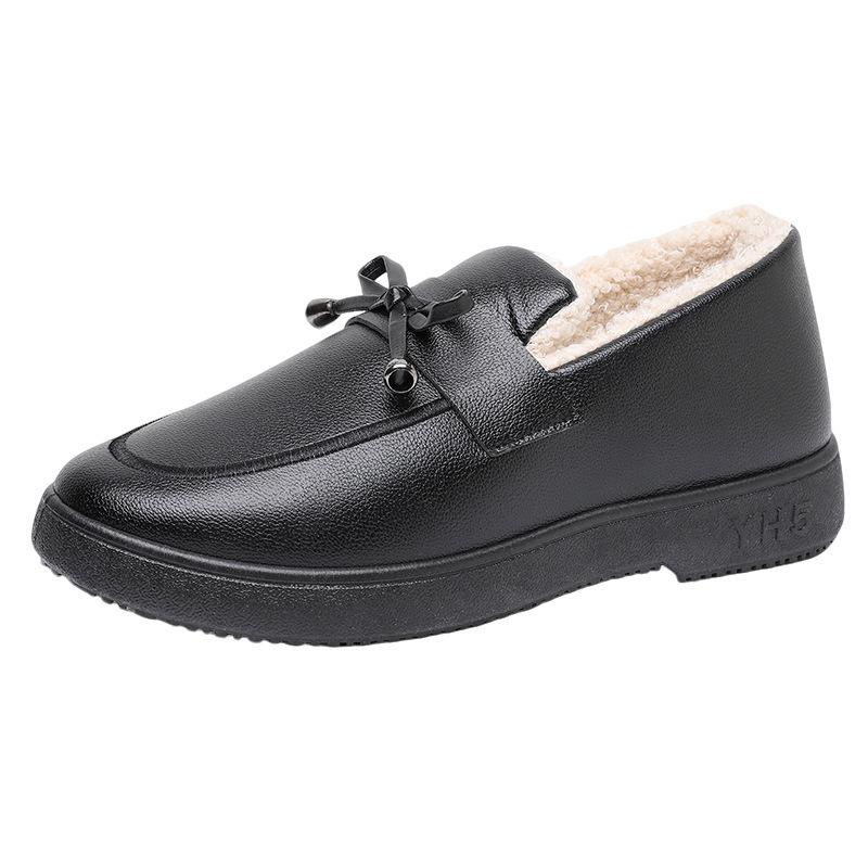 Winter leather waterproof cotton shoes women's warm mother non-slip leather shoes velvet cotton boots