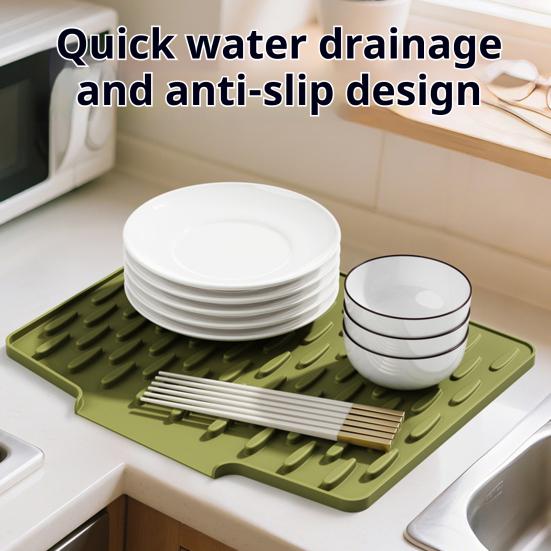 Yousheng Silicone Drain Mat Heat-resistant Non-slip Kitchen Drying Pad Water Drainage Design Hotel Kitchen Utensil Drying Pad