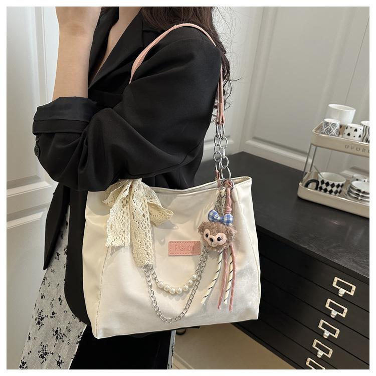 Korean Style Faux Leather Tote Bag for Women Large Capacity Commuter Shoulder Handbag