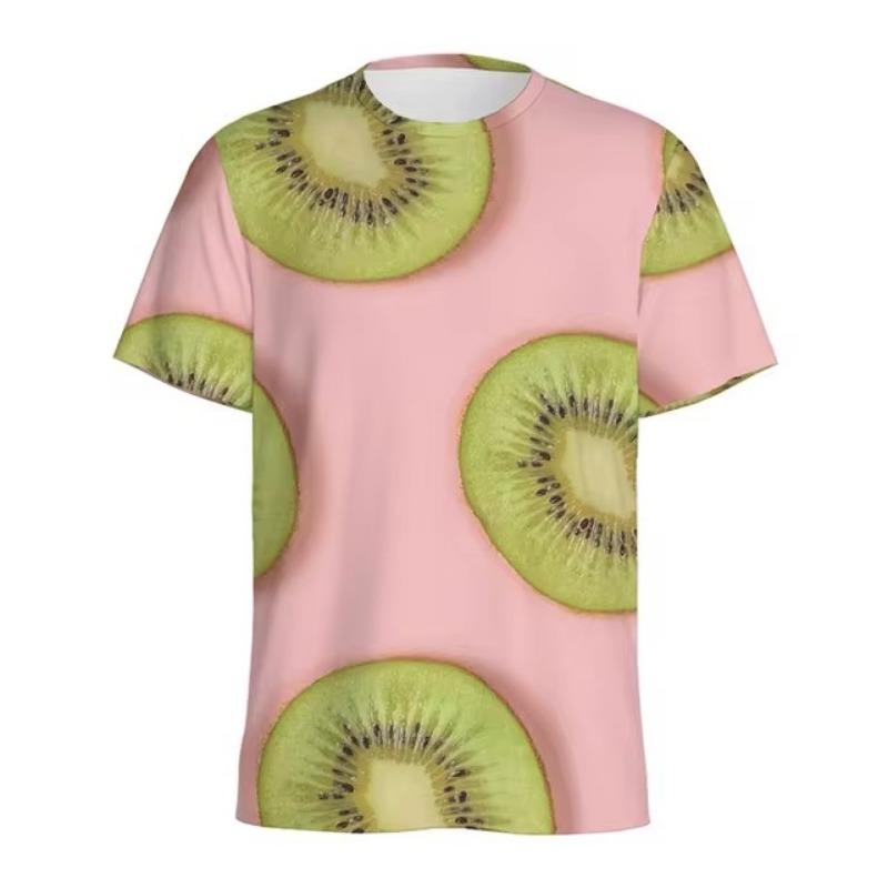 Mode Kiwi Erdbeere Grafik T-shirt Männer Cartoon 3D gedruckt Früchte T Shirts Frauen Rundhals T-Shirts Tops lose kurze Ärmel