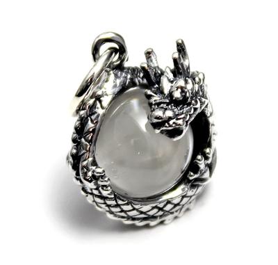 Dragon Crystal for Men and Women Pendant, Silver,