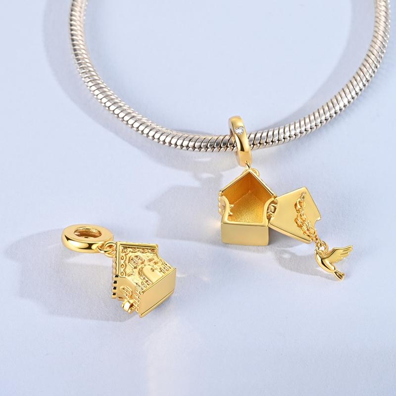 Nuevo En Elementos 18K Chapado en Oro Colgante Charm Cuentas Se Adapta a Pulsera de 3 mm Collar Para Mujer Joyería Fabricación DIY Regalos