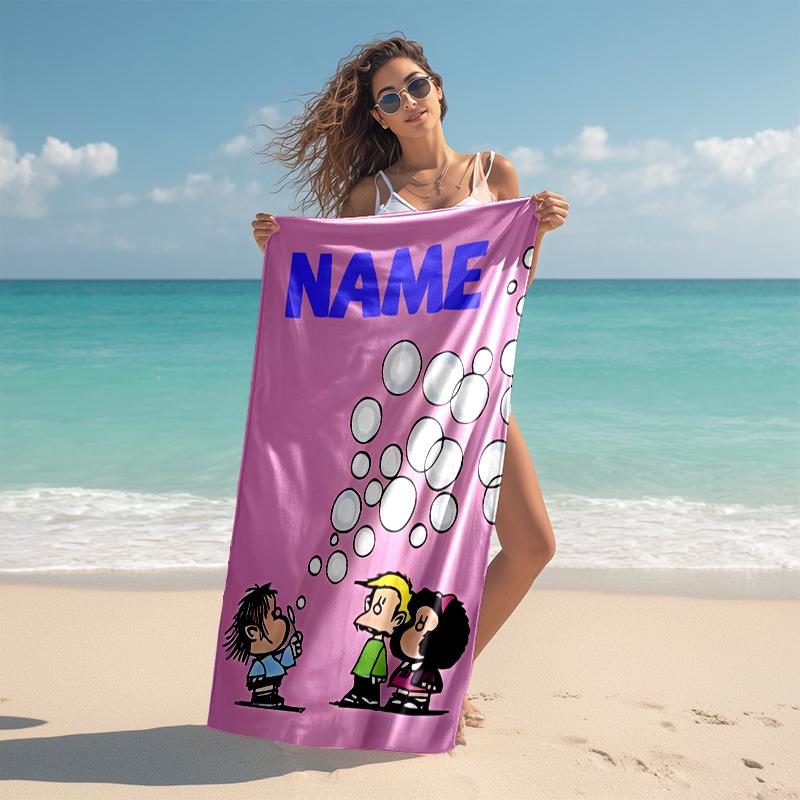 Personalized customized proof beach towel with Mafalda pattern - soft, absorbent,quick-drying,perfect swimming,camping&bathing