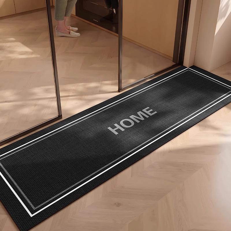 

Kitchen Rug Waterproof Floor Mat Anti-slip Mats PVC Leather Carpet Black Carpets Minimalist Home Decor Rugs Alfombra De Cocina 50x80cm