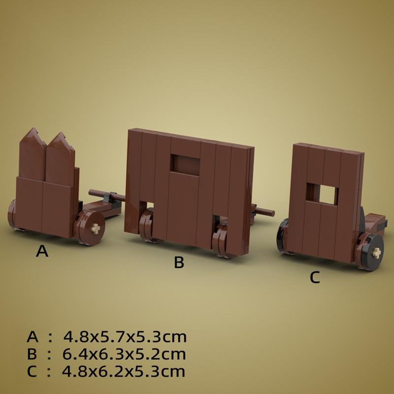 MOC Medieval Furniture Building Blocks Cannon Sheepskin Leather Rack Spinning Wheel Map Desk Loom Bricks Toys Kids Gift