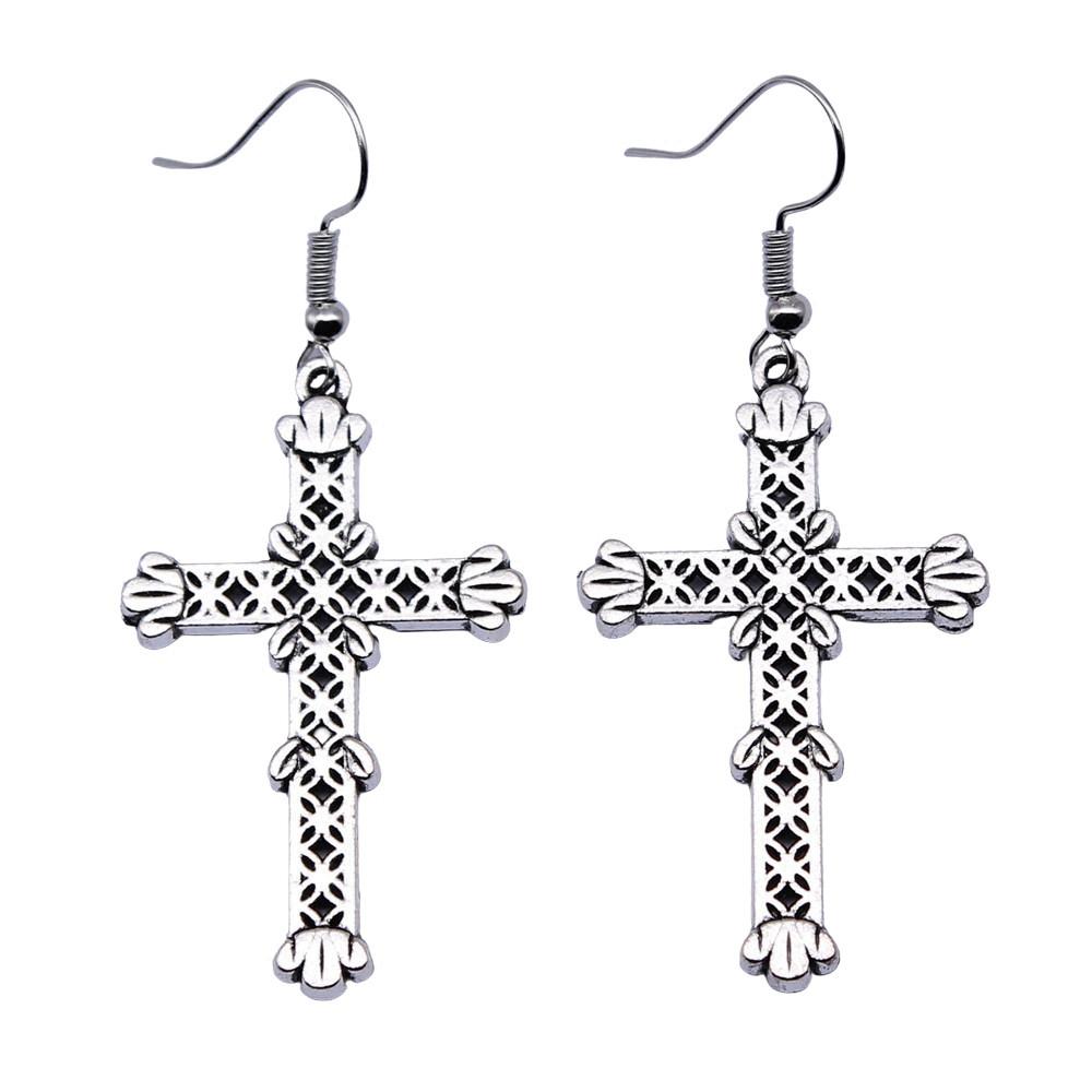 Cross Dangle Earrings Minimalist Gothic Christian Symbol Drop Earrings Girl Jewelry