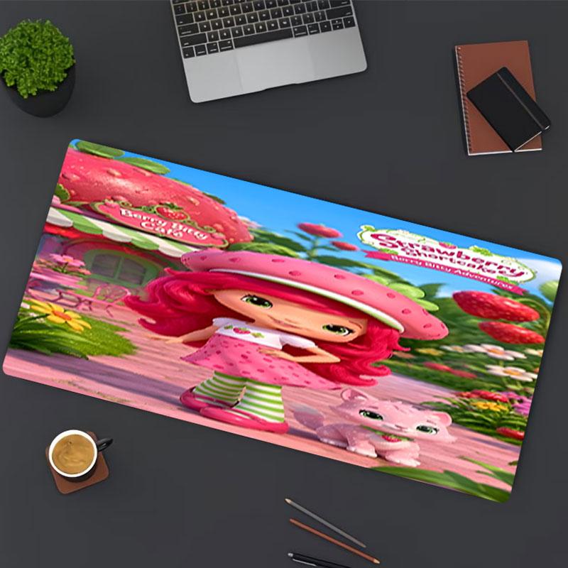 Musemat med jordbærkake-print, for tastaturunderlag, laptop PC-matte for kontor og hjemmebruk, skrivebordsdekorasjon, perfekt bursdagsgave til gamere