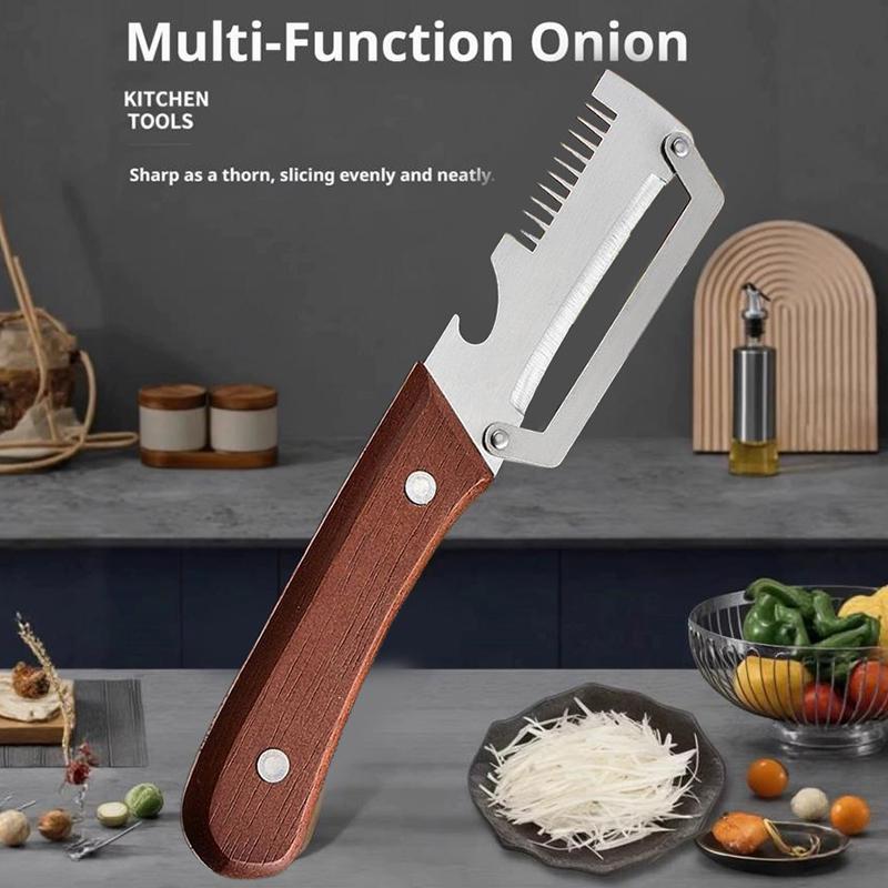 Multi-Functional Vegetable Peeler Kitchen 2 In 1 Stainless Steel Peeler With Wooden Handle And Bottle Opener