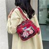 New Kawaii Women Ita Crossbody Tote Bag Clear Nylon Plaid Small Shoulder Bag JK Girls Pin Display Handbag With Circle Pocket