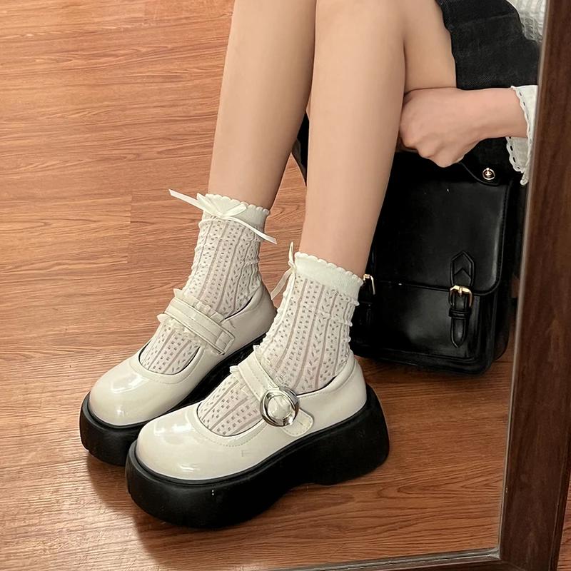 Fashion 2025 New Mary Janes Women's High Heels Round Toe Med Heel Classics Daily & Dress Pumps Women Lace Buckle Strap Shallow Shoes