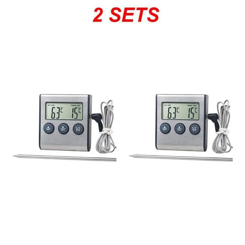 Tp700 Digital Remote Wireless Food Kitchen Oven Thermometer Probe for BBQ Grill Oven Meat Timer Temperature Manually Set
