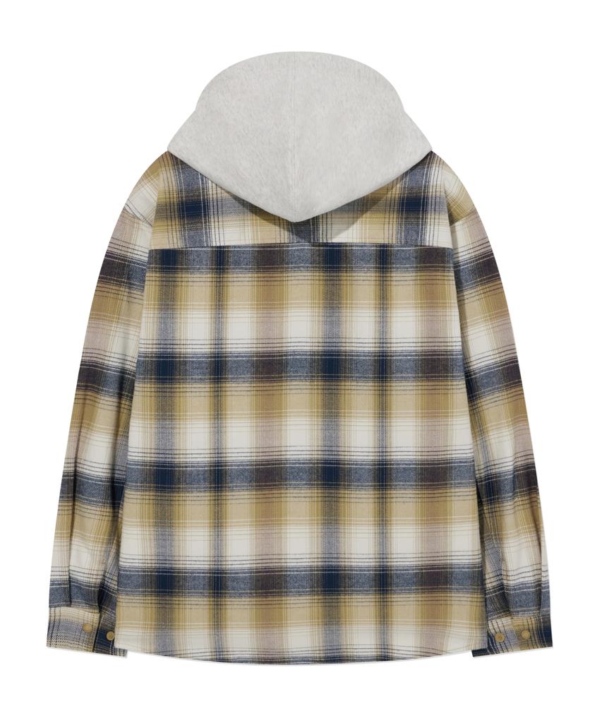 Oversized Hoodie Check Shirt Mustard