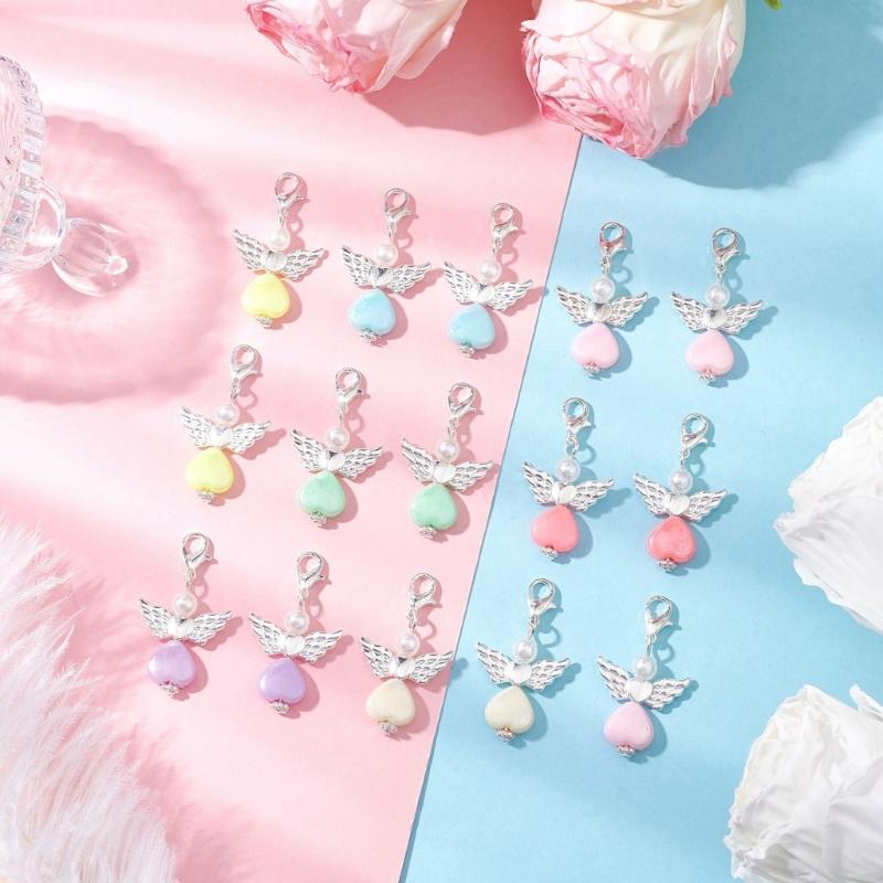 50Pcs Angel Pendant Keychain Angel Charm Keyrings Fashion Backpack Accessories for Handbag,Purse Decors Key Charm