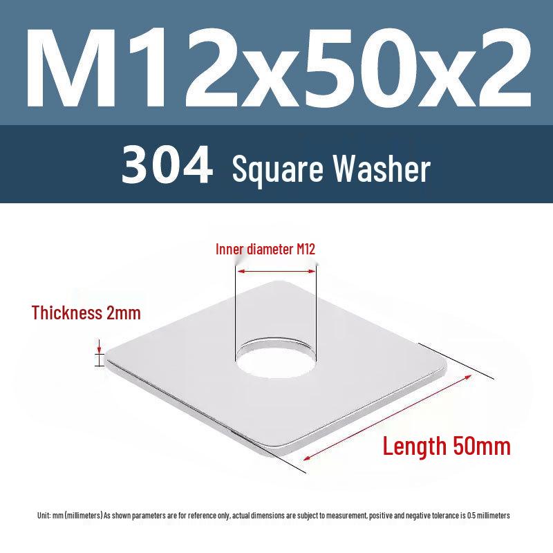 Yigu 304 Stainless Steel Thickened Square Flat Washer M3/M4/M5