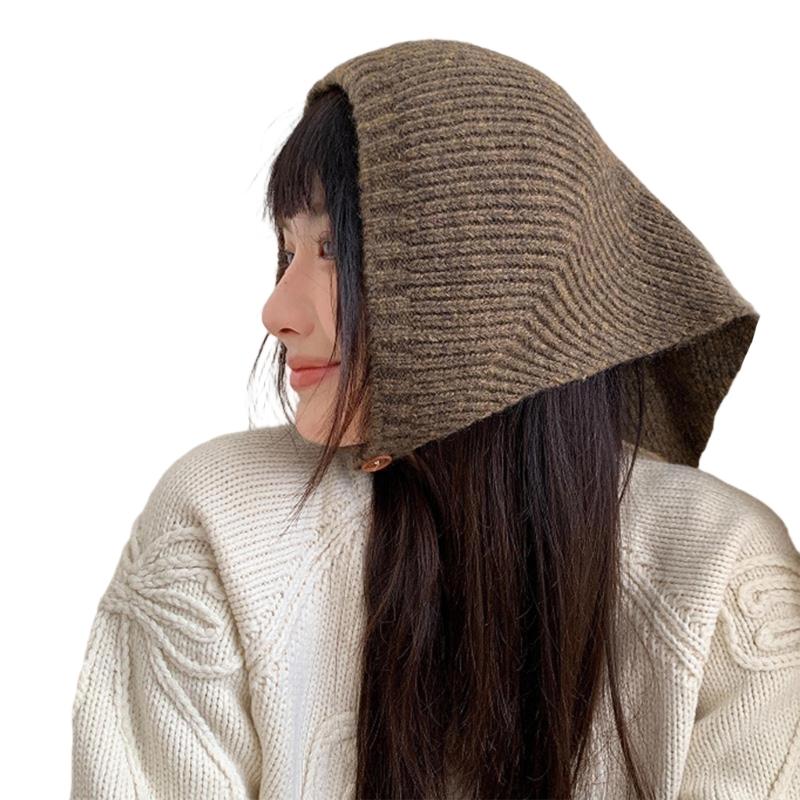 Thicken Knit Triangle Scarf Soft Wool Head Wrap Unisex Unique Style Headscarf For Women Men Outdoor Travel Accessory