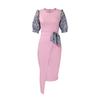 Slit Clothing Summer Women's Sheath Dress Fashion Temperament Printed Patchwork