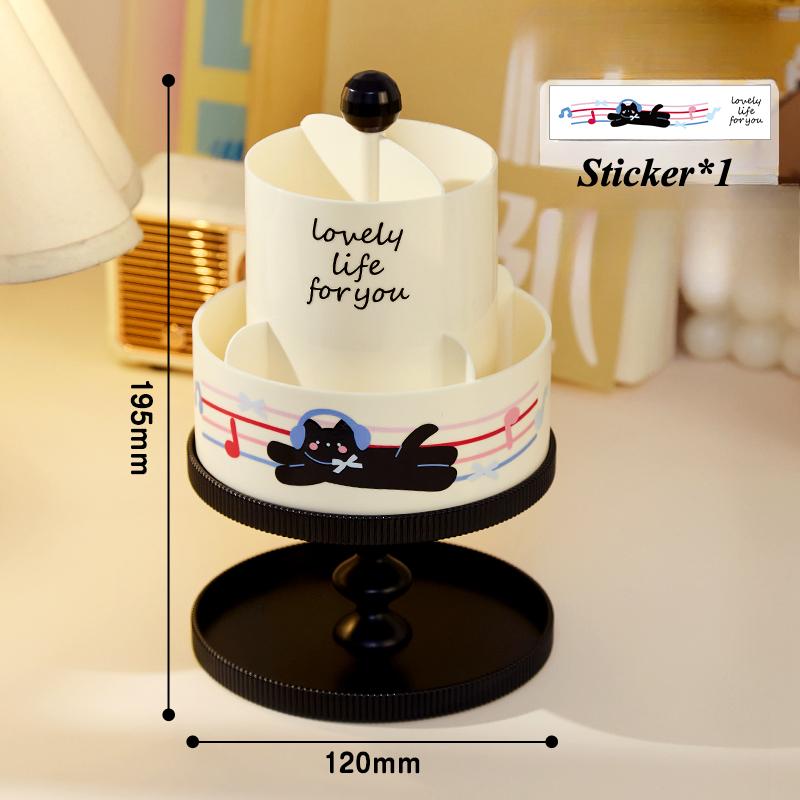 Cartoon Puppy Pen Holder Storage Box with Free Stickers INS Style Large Capacity Rotatable Storage Box for Students Desktop New