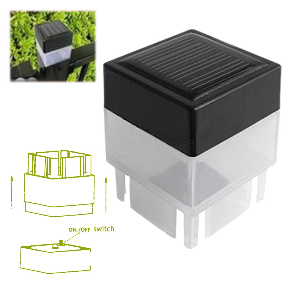 Solar Post Light Modern Fence Deck Lamp Auto On/Off Square Column Fixture Fence Pillar Lamp for Outside Garden Patio