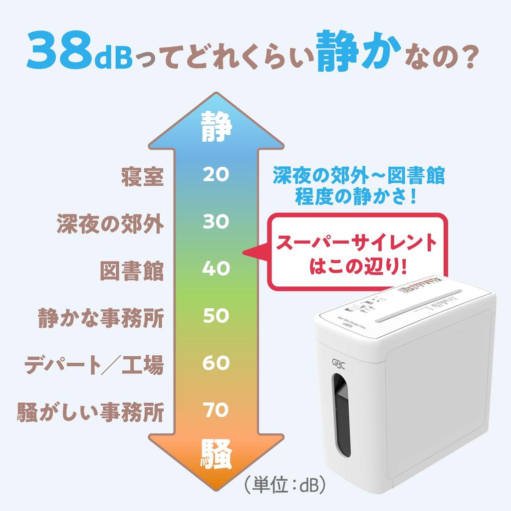 GBC Shredder Operating Sound 38dB Super Silent Shredder A3809X Home Use Cross Cut A4 60 Sheets Can Be Shredded Capacity GSHA3809X White [Quiet] 9.1L