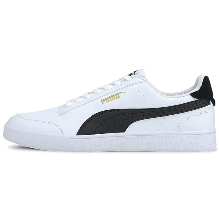PUMA Shuffle Cow Split Leather Comfortable Breathable Low top Skateboard Shoes Unisex White Black 309668-03