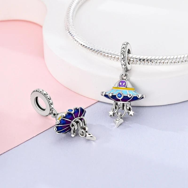 Charm Bead Charms Plata Originales Luminous Spaceship Bead Charms for Charm Bead Charms copper Bracelets Bead Charms Jewellery Making Womens Gift