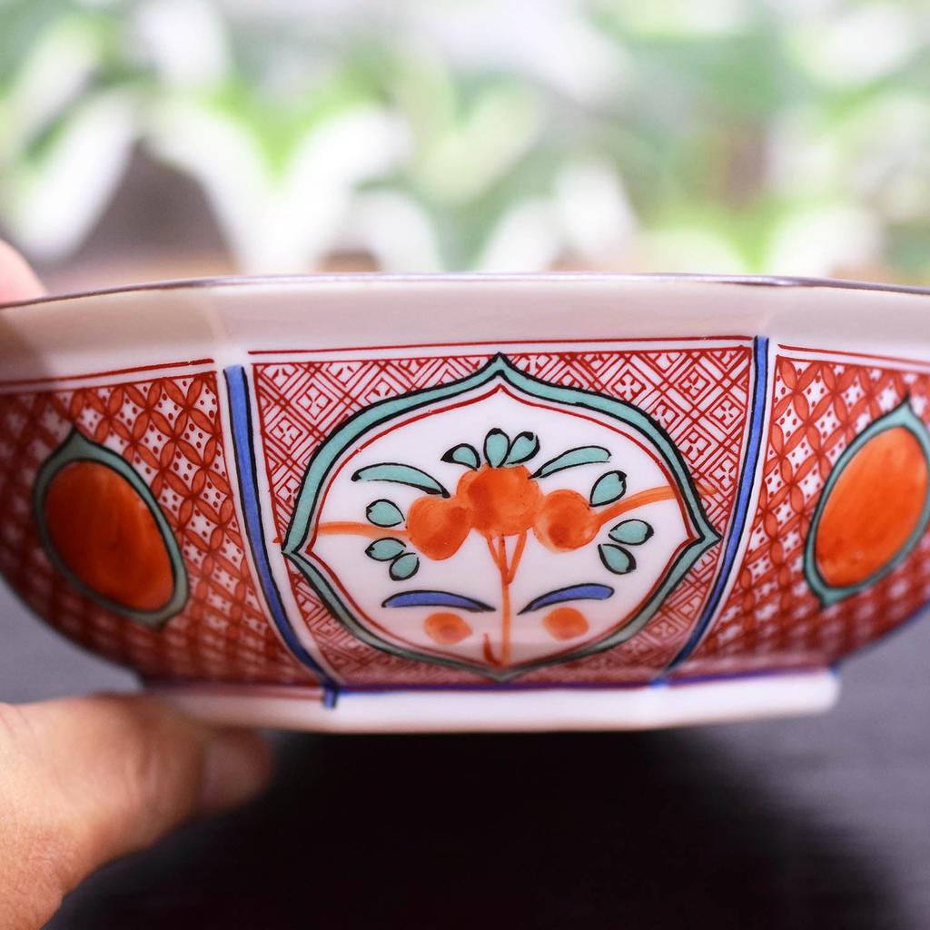 Waza no Kura Stylish Japanese Tableware Kutani Ware Bowl Yoraku Akae Ceramic High-End Brand Japanese Food Dishes Serving Bowl Made in Japan