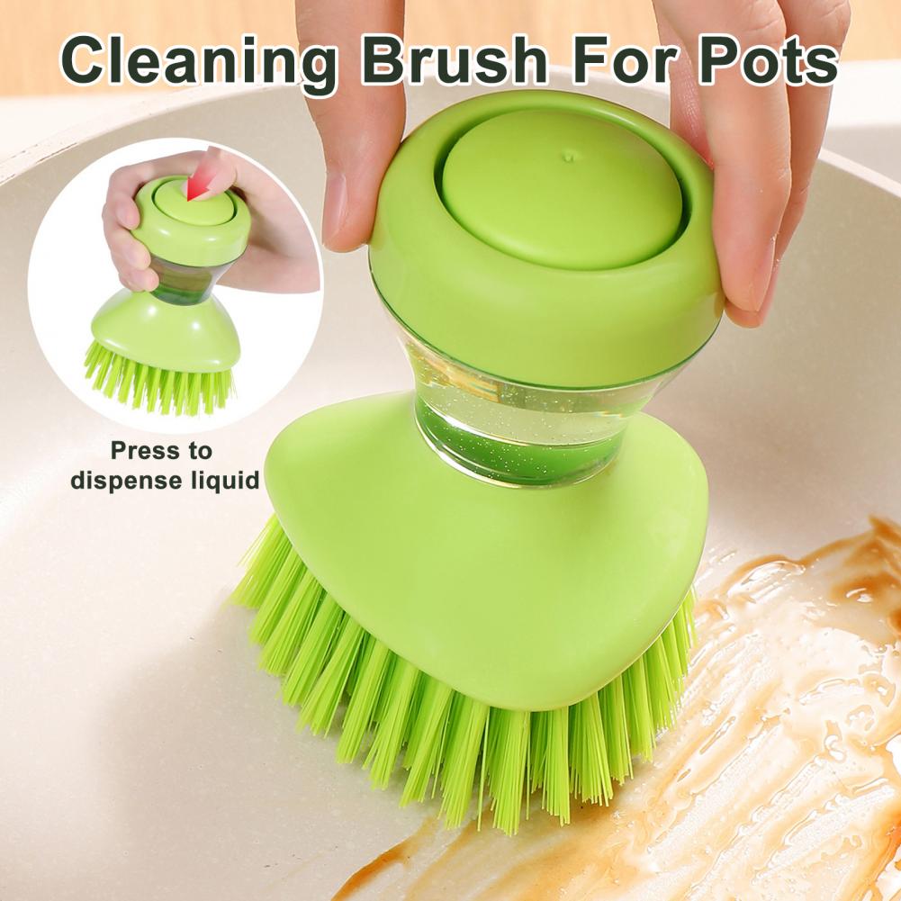Topfkratzer Antihaft-Topfbürste Bürste mit nachfüllbarem Flüssigkeitsspender Weiche Nylonborsten Küchenschrubber Seife für Spüle