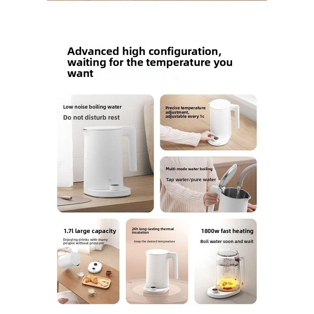 Xiaomi Mijia Thermostatic Electric Kettle 2 Pro 1.7L Quiet Boiling 0-100°C Stepless Temperature Adjustment Smart LED Display