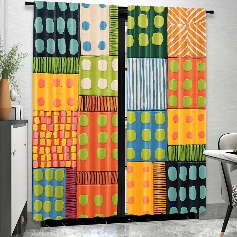 Vivid geometric printed curtains, 42*84 bar bag curtains, bedroom and living room, home decoration, room decoration