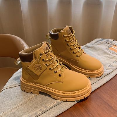 Buty na grubej podeszwie Damskie Nowy Styl Brytyjski Styl Żółte Krótkie Damskie Wkładka Eva Gumowa Cholewka