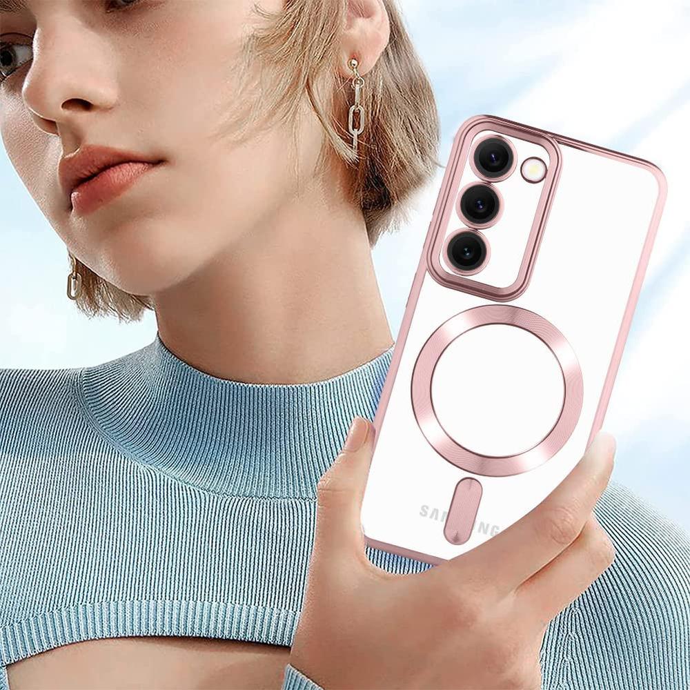 Case for Samsung Galaxy S23 Plus, Electro MagSafe, Pink Rose Gold + Glass Screen Protector