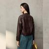 Bailuyu Motorcycle Style Genuine Leather Short Jacket