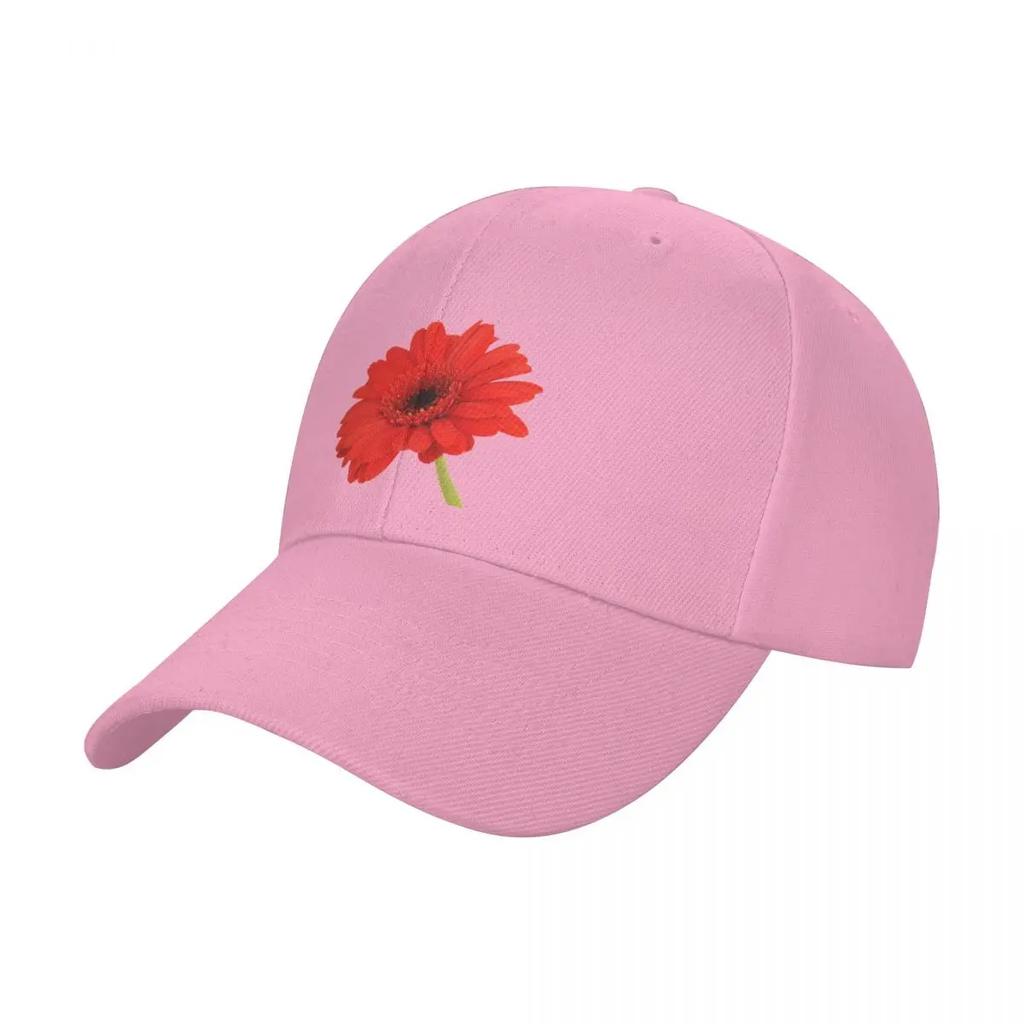 Red Gerbera Daisy Baseball Cap Hat Man For The Sun Trucker Hat Luxury Cap Mens Baseball Womens