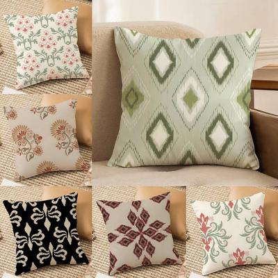 Geometric Ethnic Style Pillow Case Anti-dustmite Pillowcase Invisible Zipper Silky Short Plush Sofa Cushion Cover