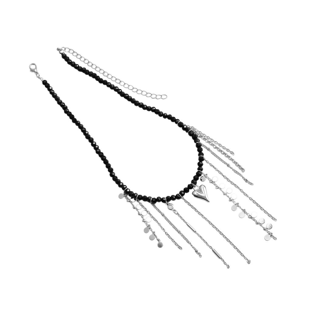 Romantik Fransen Mond und Liebesherz Halskette Robuste Perle Modeschmuck Accessoire für Stilvolle Outfits Freizeitkleidung