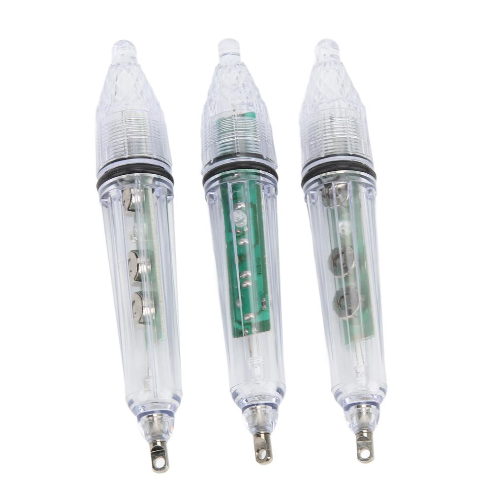 3Pcs Underwater Fishing Light LED Plastic Disposable Bait Lure Lamp Fishing Tool with 160mah Button Battery