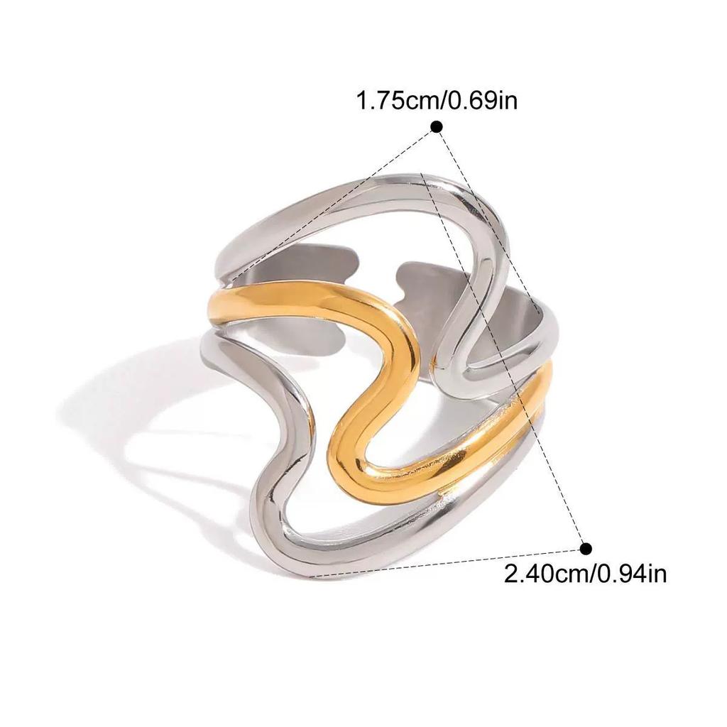 Yori 18K Gold Plated Stainless Steel Ring Collection Modern Fluid Designs for Everyday Formal Wear Durable Hypoallergenic