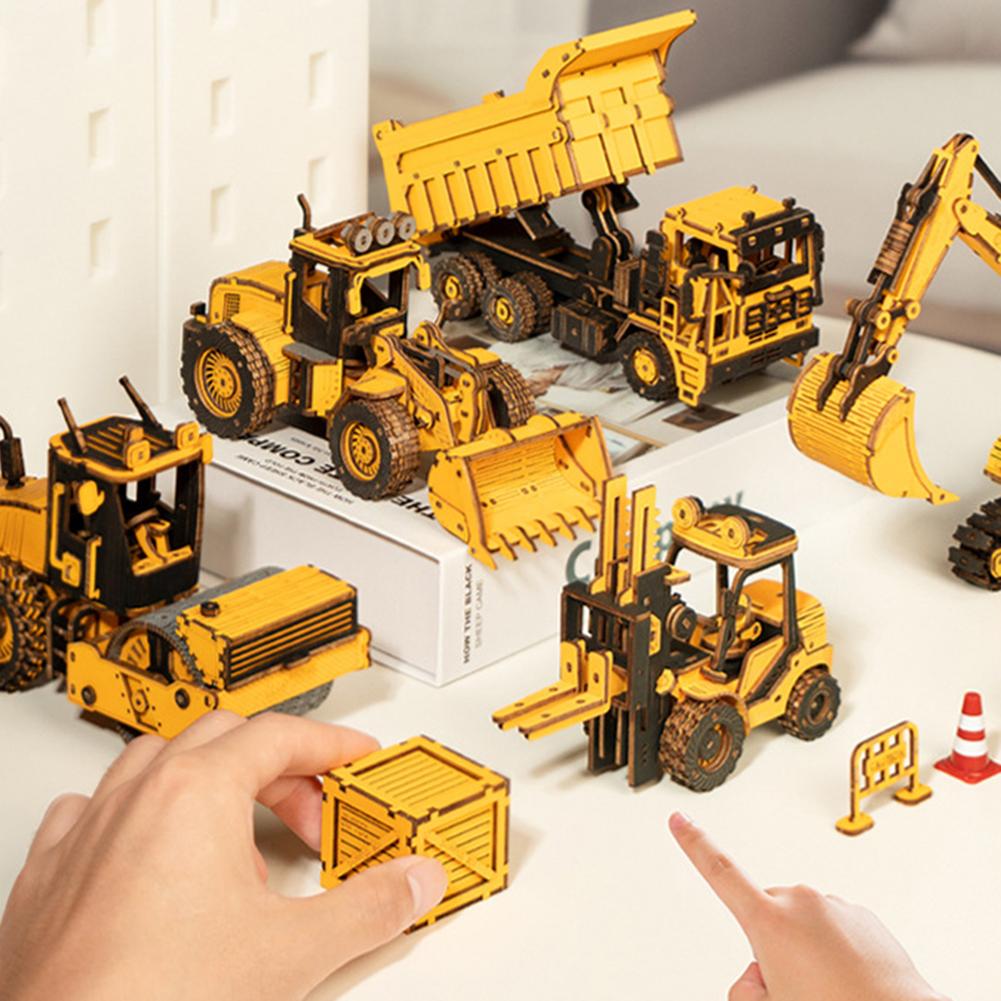 Håndverk DIY 3D Trepuslespill Ingeniørkjøretøymodell Puslespill Leker Kreative Læringsleker Gaver Til Barn Gutter Jenter