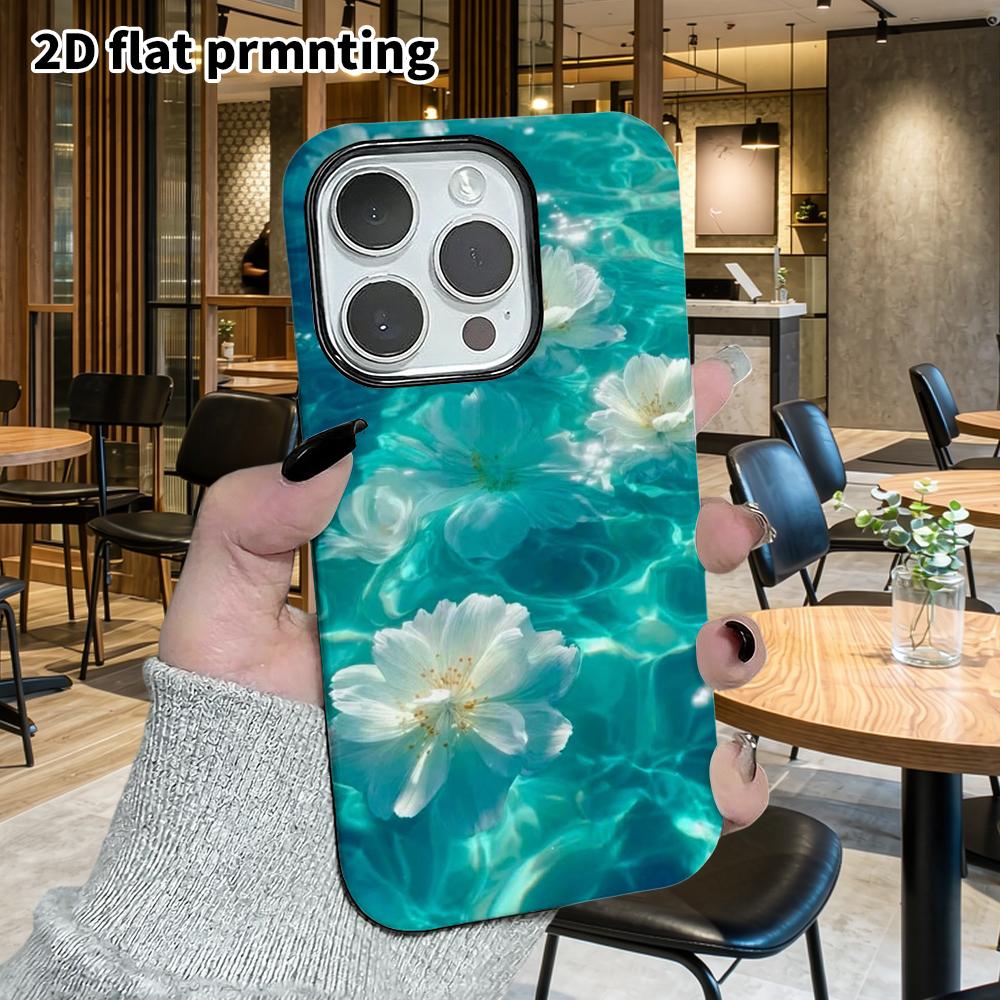 Phone Case: 2D Flat Suitable for iPhone 18 17 16 15 14 13 Pro Film Protective Case, Couple Style, White Flowers, Christmas and Halloween Holiday Gift